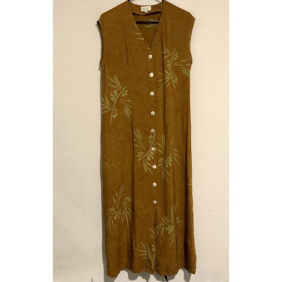 Vintage Rayon Ruby’s Moods Resort Wear Sleeveless button Up Maxi Dress Med/Large - Picture 1 of 14